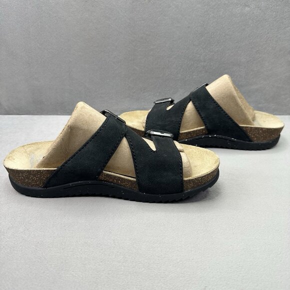 Womens 8.5-9 / EU 39 Dansko Dayna Sandals Black Suede Adjustable Vibram Slide - Picture 5 of 8
